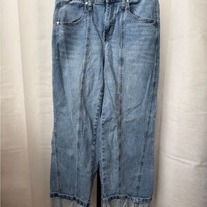 Wide Leg Blue Denim Jeans